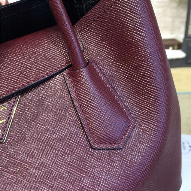 Prada Saffiano Double Handle Tote Bag 33cm Fall Winter 2016 Bag Collection Burgundy