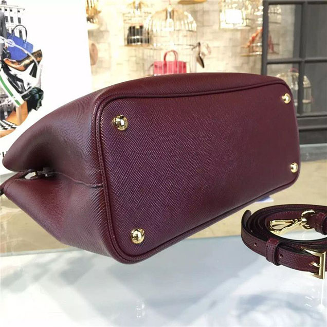Prada Saffiano Double Handle Tote Bag 33cm Fall Winter 2016 Bag Collection Burgundy