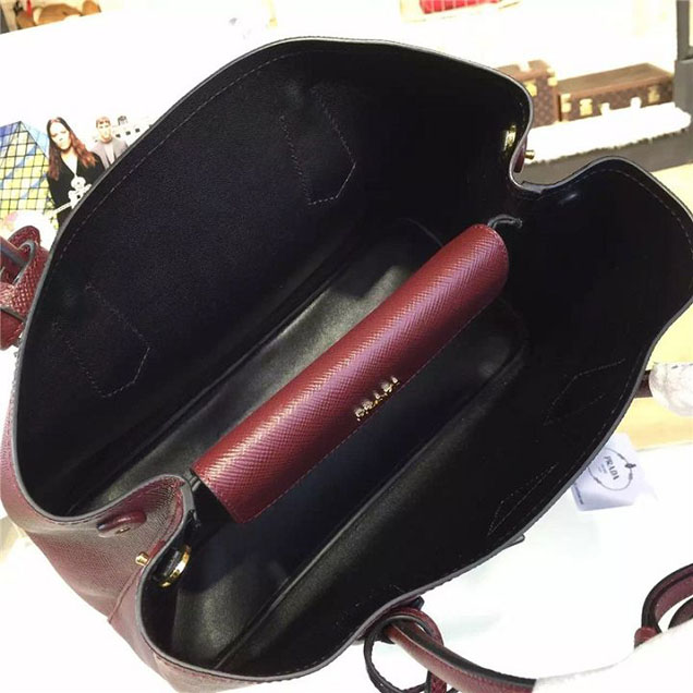 Prada Saffiano Double Handle Tote Bag 33cm Fall Winter 2016 Bag Collection Burgundy