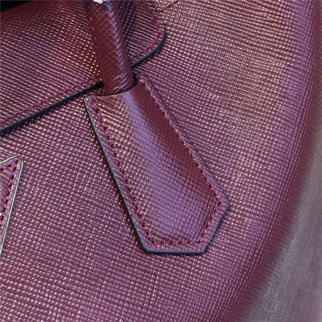 Prada Saffiano Double Handle Tote Bag 35cm Fall Winter 2016 Bag Collection Burgundy
