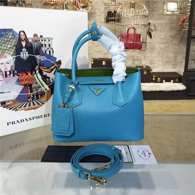 Prada Saffiano Double Handle Tote Bag 26cm Fall Winter 2016 Bag Collection Turquoise