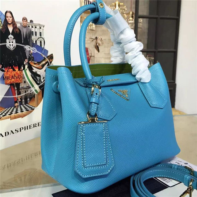 Prada Saffiano Double Handle Tote Bag 26cm Fall Winter 2016 Bag Collection Turquoise