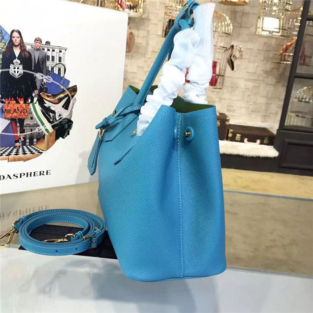 Prada Saffiano Double Handle Tote Bag 30cm Fall Winter 2016 Bag Collection Turquoise