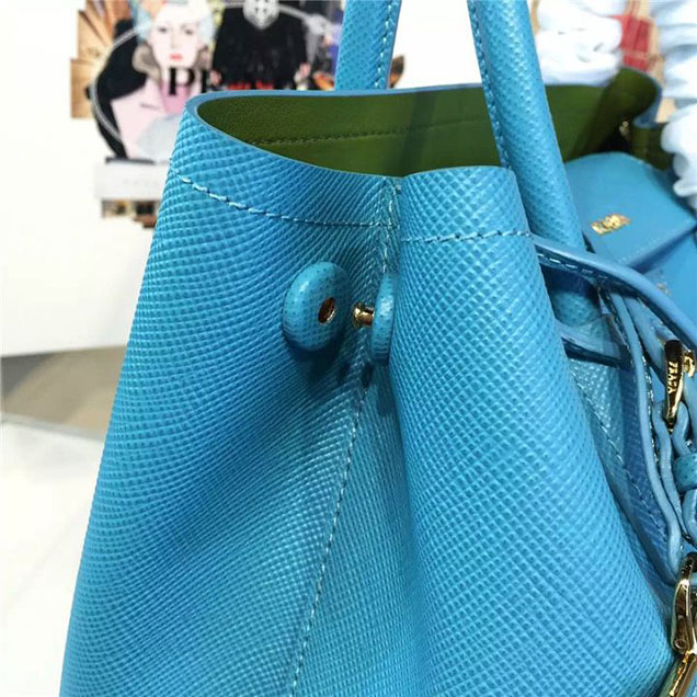 Prada Saffiano Double Handle Tote Bag 30cm Fall Winter 2016 Bag Collection Turquoise