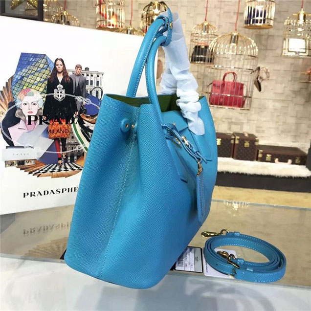 Prada Saffiano Double Handle Tote Bag 33cm Fall Winter 2016 Bag Collection Turquoise