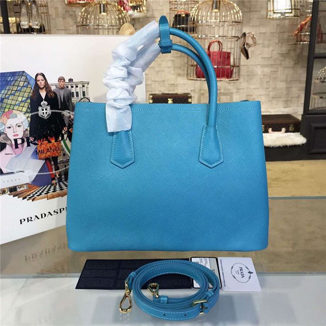Prada Saffiano Double Handle Tote Bag 33cm Fall Winter 2016 Bag Collection Turquoise