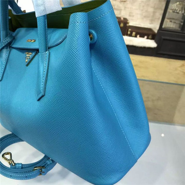 Prada Saffiano Double Handle Tote Bag 33cm Fall Winter 2016 Bag Collection Turquoise