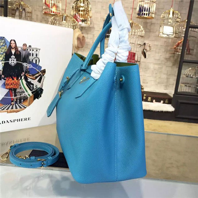 Prada Saffiano Double Handle Tote Bag 35cm Fall Winter 2016 Bag Collection Turquoise