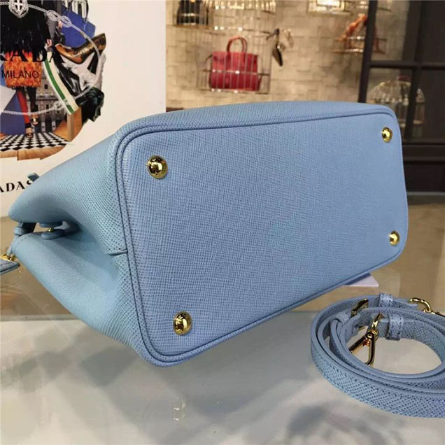 Prada Saffiano Double Handle Tote Bag 30cm Fall Winter 2016 Bag Collection Light Blue