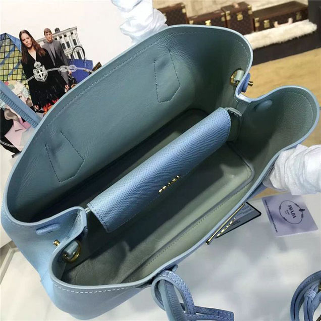 Prada Saffiano Double Handle Tote Bag 30cm Fall Winter 2016 Bag Collection Light Blue
