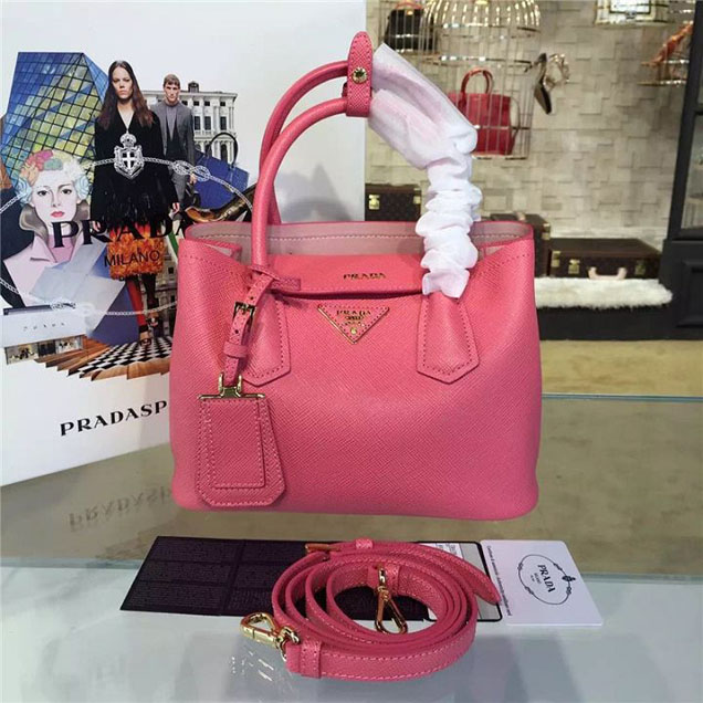 Prada Saffiano Double Handle Tote Bag 26cm Fall Winter 2016 Bag Collection Rose Pink