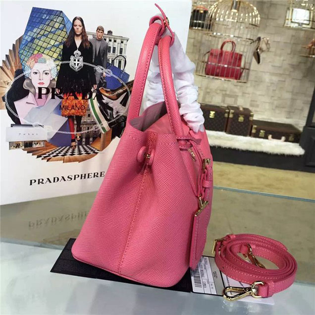 Prada Saffiano Double Handle Tote Bag 26cm Fall Winter 2016 Bag Collection Rose Pink