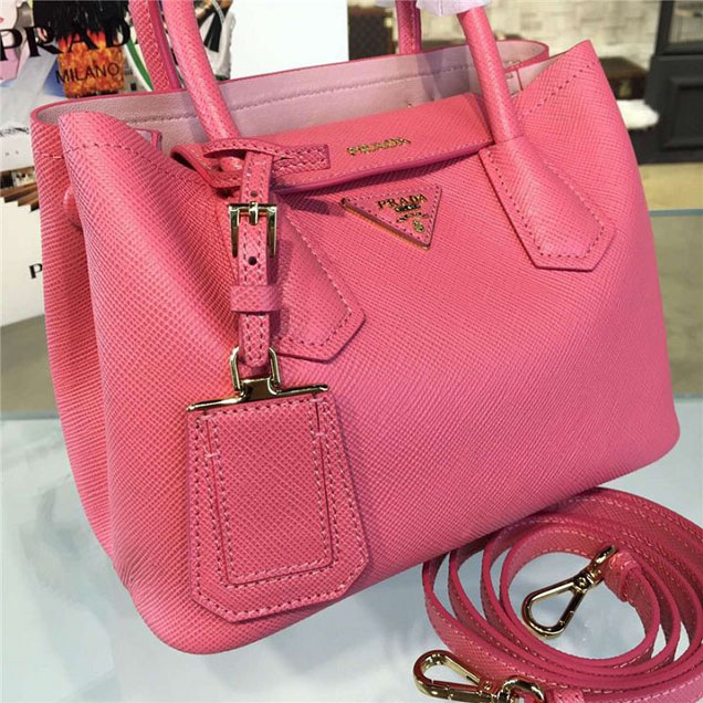 Prada Saffiano Double Handle Tote Bag 26cm Fall Winter 2016 Bag Collection Rose Pink