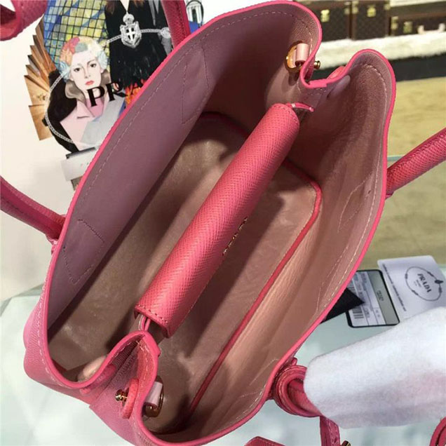 Prada Saffiano Double Handle Tote Bag 26cm Fall Winter 2016 Bag Collection Rose Pink