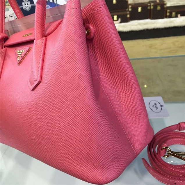 Prada Saffiano Double Handle Tote Bag 30cm Fall Winter 2016 Bag Collection Rose Pink