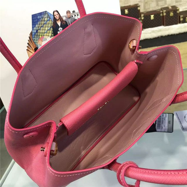 Prada Saffiano Double Handle Tote Bag 30cm Fall Winter 2016 Bag Collection Rose Pink