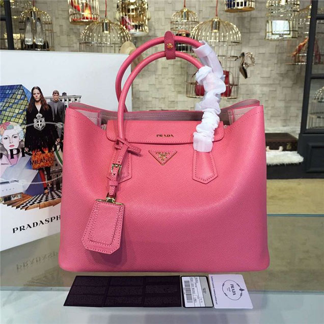 Prada Saffiano Double Handle Tote Bag 35cm Fall Winter 2016 Bag Collection Rose Pink