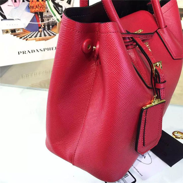 Prada Saffiano Leather Double Handle Tote Bag 30cm Fall Winter 2016 Bag Collection Red