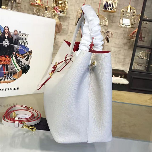 Prada Saffiano Double Handle Tote Bag 35cm Fall Winter 2016 Bag Collection White