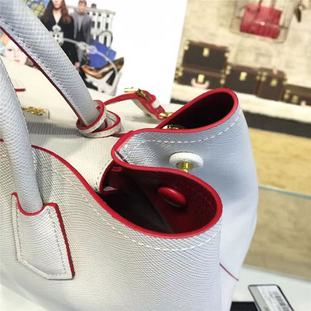 Prada Saffiano Double Handle Tote Bag 35cm Fall Winter 2016 Bag Collection White