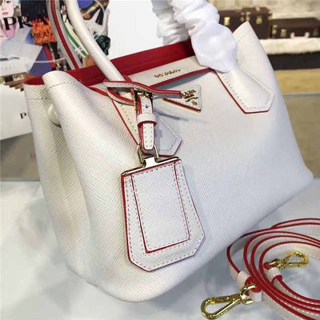 Prada Saffiano Double Handle Tote Bag 26cm Fall Winter 2016 Bag Collection White