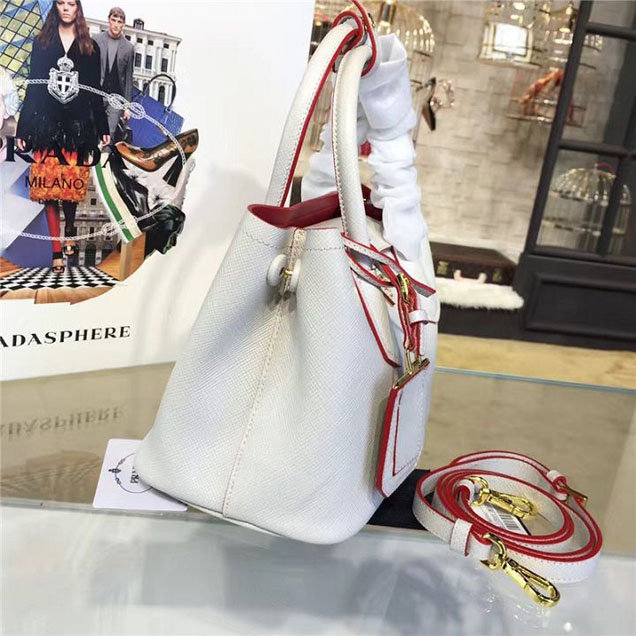 Prada Saffiano Double Handle Tote Bag 26cm Fall Winter 2016 Bag Collection White