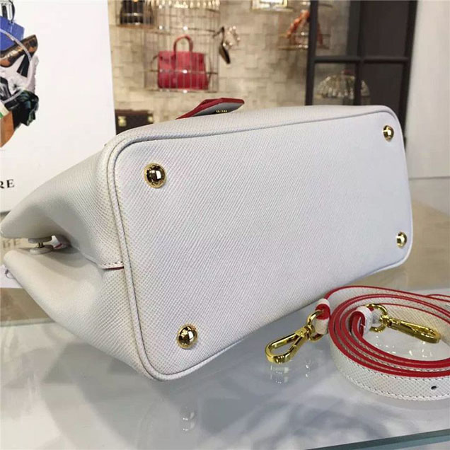 Prada Saffiano Double Handle Tote Bag 30cm Fall Winter 2016 Bag Collection White