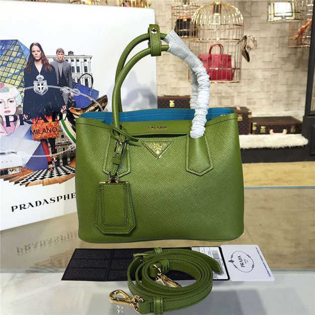 Prada Saffiano Double Handle Tote Bag 26cm Fall Winter 2016 Bag Collection Vert Green