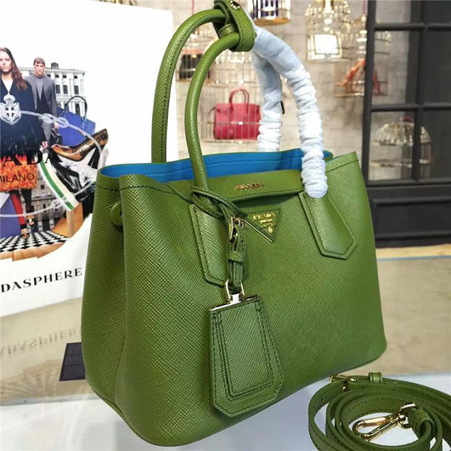 Prada Saffiano Double Handle Tote Bag 26cm Fall Winter 2016 Bag Collection Vert Green