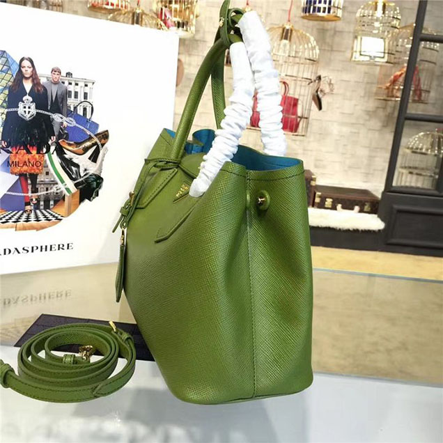 Prada Saffiano Double Handle Tote Bag 30cm Fall Winter 2016 Bag Collection Vert Green