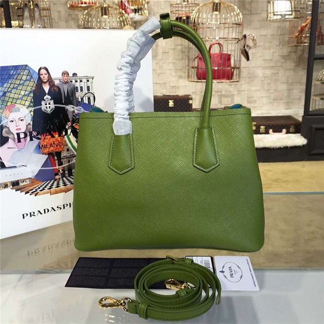 Prada Saffiano Double Handle Tote Bag 30cm Fall Winter 2016 Bag Collection Vert Green