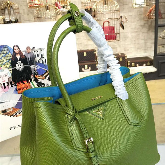 Prada Saffiano Double Handle Tote Bag 30cm Fall Winter 2016 Bag Collection Vert Green