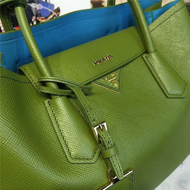 Prada Saffiano Double Handle Tote Bag 33cm Fall Winter 2016 Bag Collection Vert Green