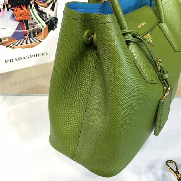 Prada Saffiano Double Handle Tote Bag 33cm Fall Winter 2016 Bag Collection Vert Green