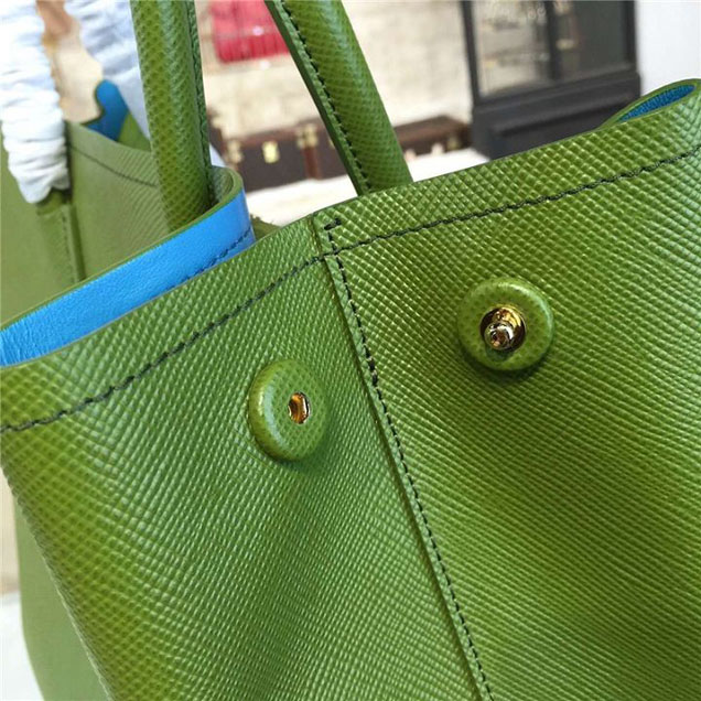 Prada Saffiano Double Handle Tote Bag 35cm Fall Winter 2016 Bag Collection Vert Green