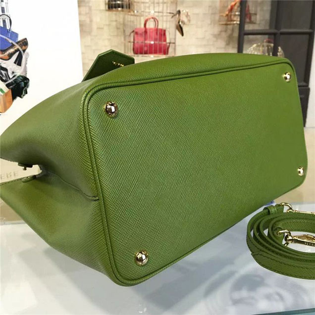 Prada Saffiano Double Handle Tote Bag 35cm Fall Winter 2016 Bag Collection Vert Green