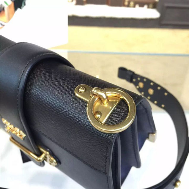 Prada Cahier Shoulder Bag Calfskin Leather 20cm Fall Winter 2016 Bag Collection Black