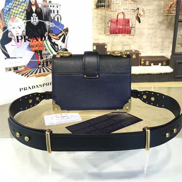Prada Cahier Shoulder Bag Calfskin Leather 20cm Fall Winter 2016 Bag Collection Black