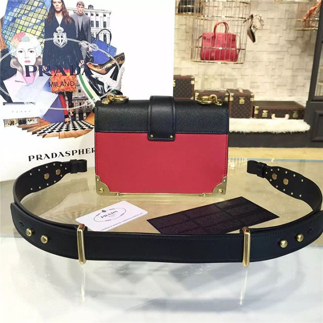 Prada Cahier Shoulder Bag Calfskin Leather 20cm Fall Winter 2016 Bag Collection Red Black