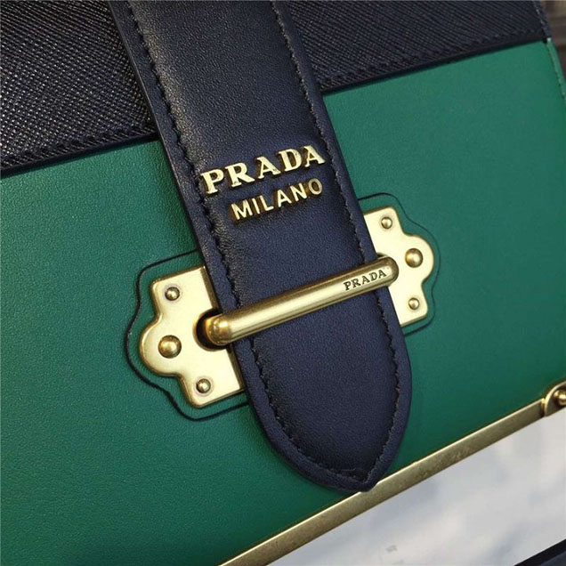 Prada Cahier Shoulder Bag Calfskin Leather 20cm Fall Winter 2016 Bag Collection Green Black