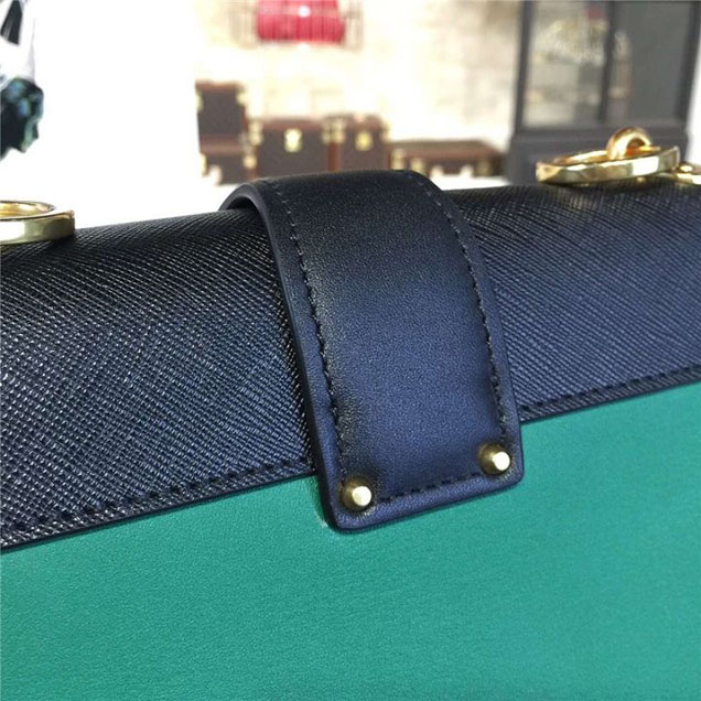 Prada Cahier Shoulder Bag Calfskin Leather 20cm Fall Winter 2016 Bag Collection Green Black