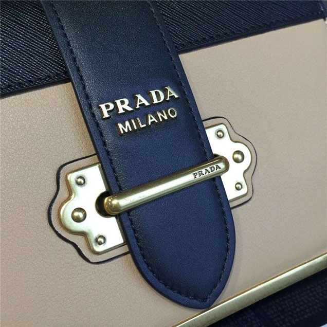 Prada Cahier Shoulder Bag Calfskin Leather 20cm Fall Winter 2016 Bag Collection Beige Black