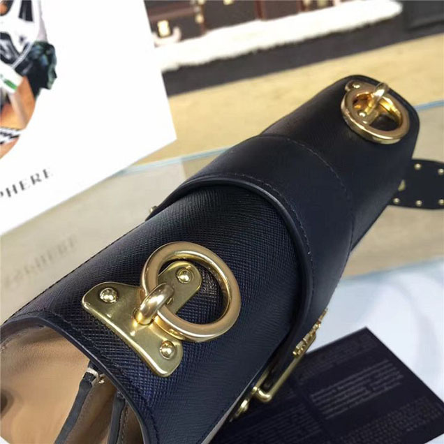 Prada Cahier Shoulder Bag Calfskin Leather 20cm Fall Winter 2016 Bag Collection Beige Black