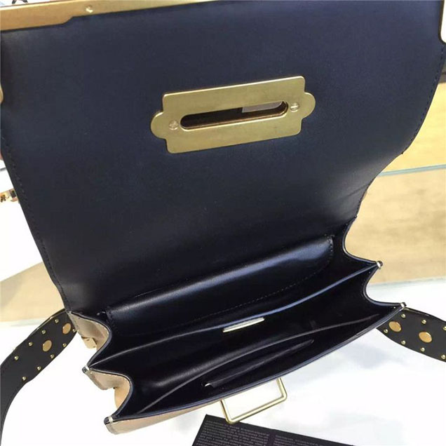 Prada Cahier Shoulder Bag Calfskin Leather 20cm Fall Winter 2016 Bag Collection Beige Black