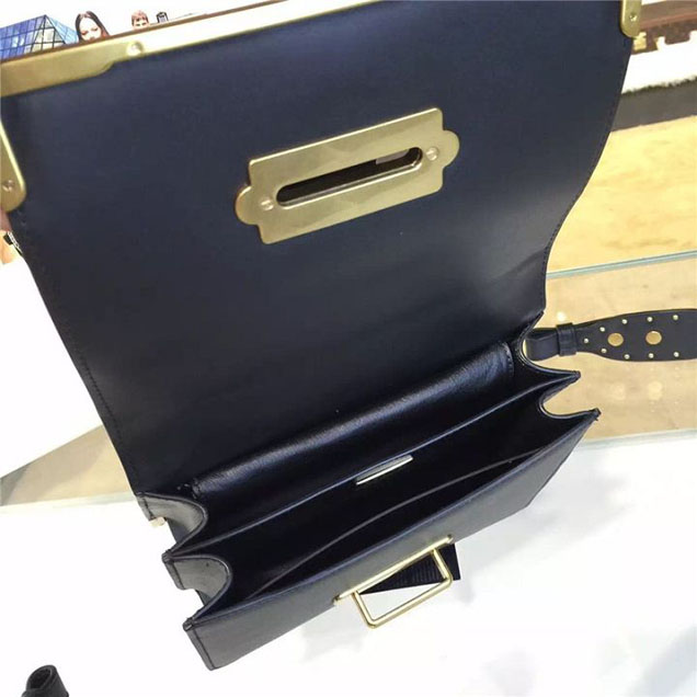 Prada Cahier Shoulder Bag Calfskin Leather 20cm Fall Winter 2016 Bag Collection Black