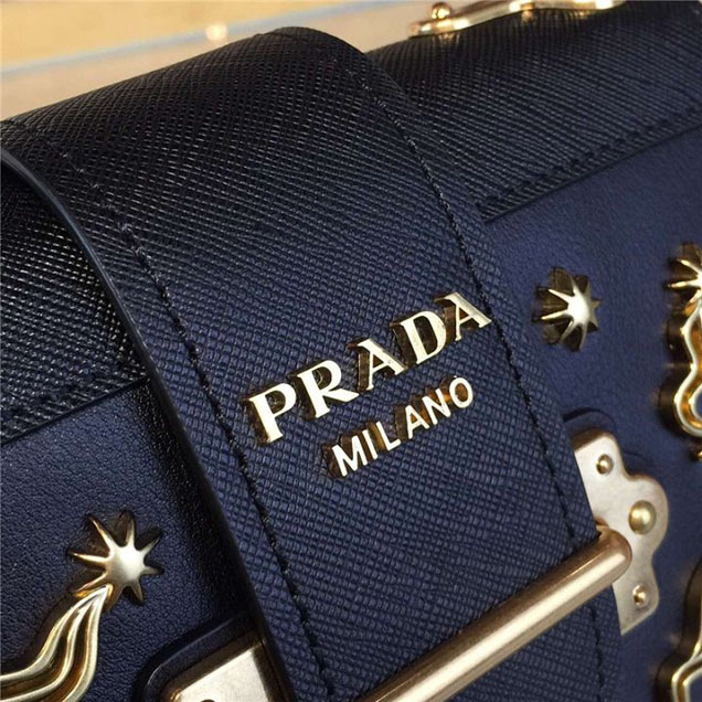 Prada Cahier Astrology Shoulder Bag Calfskin Leather 18cm Fall Winter 2016 Bag Collection Black
