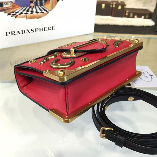 Prada Cahier Astrology Shoulder Bag Calfskin Leather 18cm Fall Winter 2016 Bag Collection Red