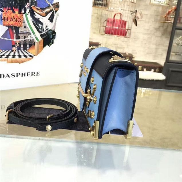 Prada Cahier Astrology Shoulder Bag Calfskin Leather 18cm Fall Winter 2016 Bag Collection Light Blue