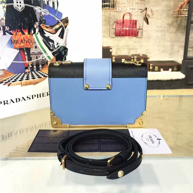 Prada Cahier Astrology Shoulder Bag Calfskin Leather 18cm Fall Winter 2016 Bag Collection Light Blue