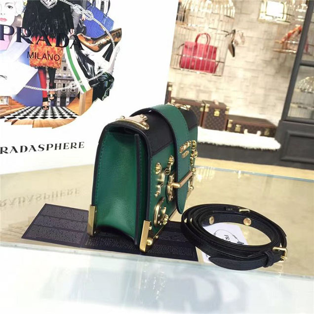 Prada Cahier Astrology Shoulder Bag Calfskin Leather 18cm Fall Winter 2016 Bag Collection Green
